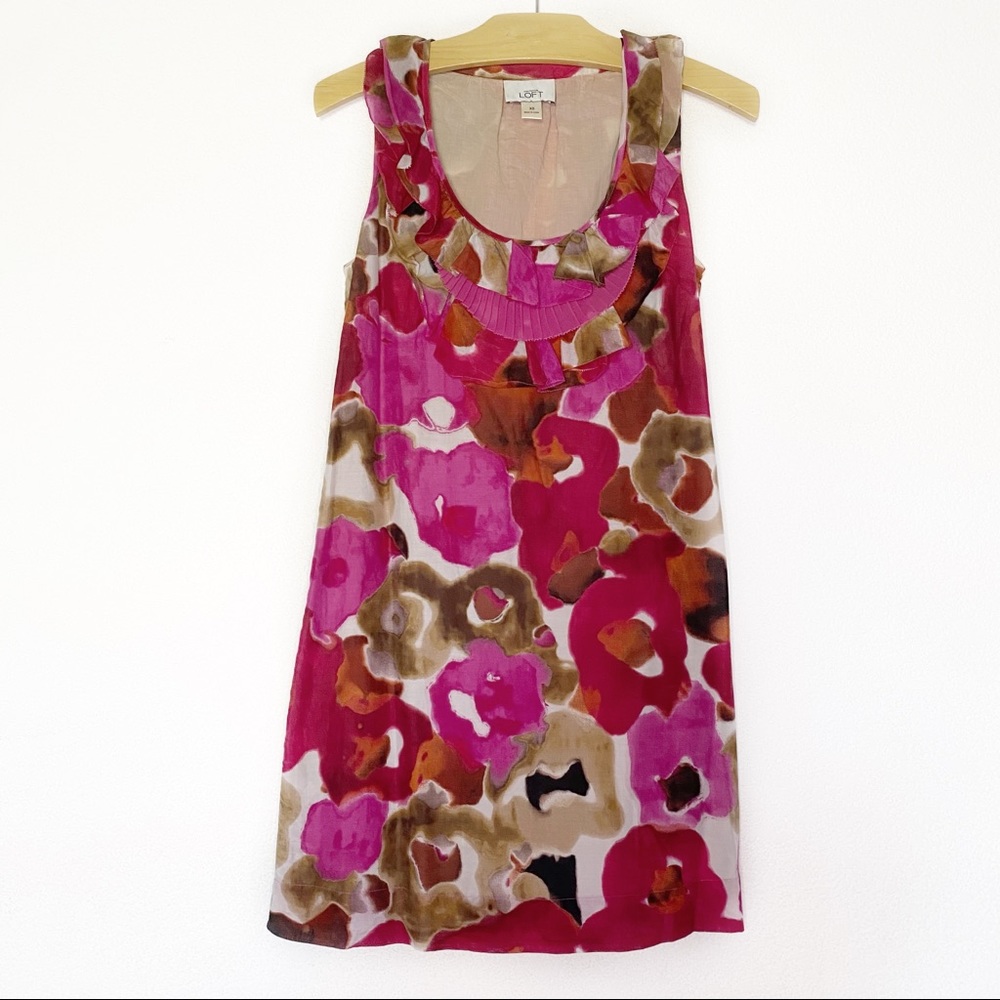 LOFT Pink Floral Dress XS
